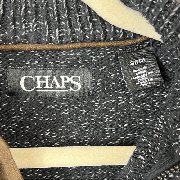 Chaps Ralph Lauren Sweater Men's Small Quarter Zip Mottled Black Pull Over - Picture 5 of 10